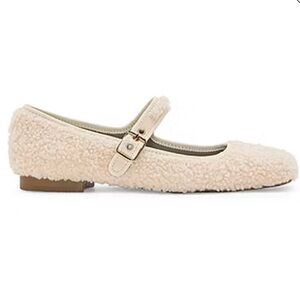Sherpa Mary Jane Flats with Buckle Strap NWT